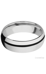 7 mm wide/Domed/Cobalt Chrome band with one 1 mm Off Center inlay of Black.