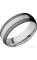7 mm wide/Domed/Cobalt Chrome band with two 2 mm Double Off Center Edge inlays of Zirconium.