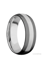 7 mm wide/Domed/Cobalt Chrome band with two 2 mm Double Off Center Edge inlays of Zirconium.