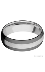 7 mm wide/Domed/Cobalt Chrome band with two 2 mm Double Off Center Edge inlays of Zirconium.
