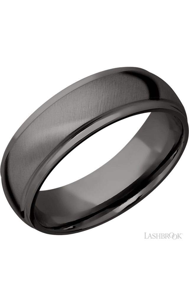 7 mm wide Domed Stepped Down Edges Tantalum Noir band.
