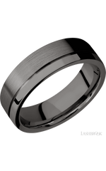7 mm wide Flat with Off Center Accent Groove Tantalum Noir band.