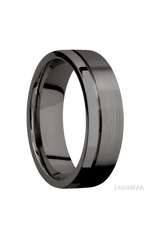 7 mm wide Flat with Off Center Accent Groove Tantalum Noir band.