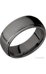8 mm wide Domed Stepped Down Edges Tantalum Noir band.