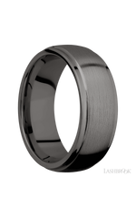 8 mm wide Domed Stepped Down Edges Tantalum Noir band.