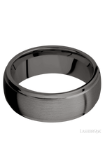 8 mm wide Domed Stepped Down Edges Tantalum Noir band.