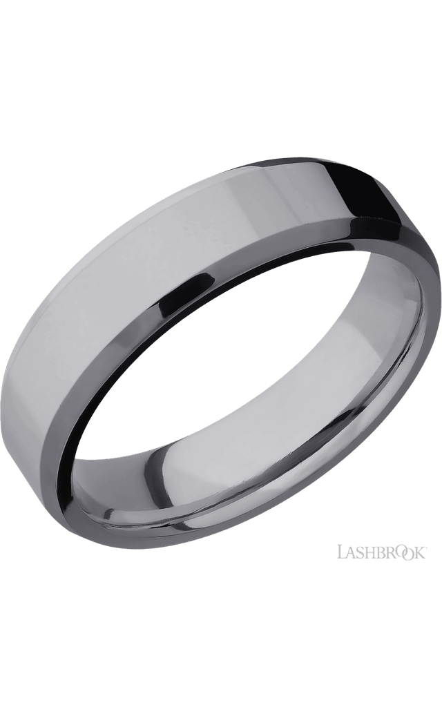 6 mm wide Beveled Tantalum band.