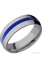 7 mm wide/Domed/Tantalum band with one 2 mm Centered inlay of Lapis.
