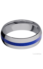 7 mm wide/Domed/Tantalum band with one 2 mm Centered inlay of Lapis.