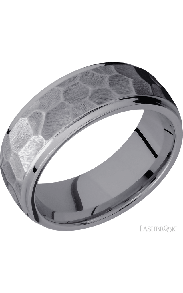 8 mm wide Domed Stepped Down Edges Tantalum band.