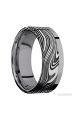 8 mm wide/Flat/Tantalum band with one 6 mm Off Center Edge inlay of Marble.