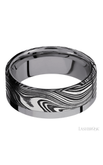 8 mm wide/Flat/Tantalum band with one 6 mm Off Center Edge inlay of Marble.