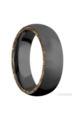 7 mm wide/Domed/Zirconium band with two 1 mm Side inlays of Alaskan Gold Nugget.