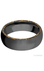 7 mm wide/Domed/Zirconium band with two 1 mm Side inlays of Alaskan Gold Nugget.