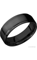 7 mm wide Flat Grooved Edges Zirconium band.