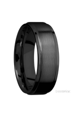 7 mm wide Flat Grooved Edges Zirconium band.