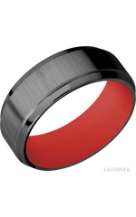 8 mm wide Stepped Bevel Zirconium band featuring a USMC Red sleeve.