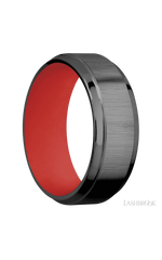 8 mm wide Stepped Bevel Zirconium band featuring a USMC Red sleeve.