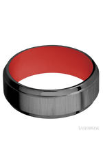 8 mm wide Stepped Bevel Zirconium band featuring a USMC Red sleeve.