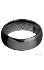 8 mm wide Domed Bevel Zirconium band.