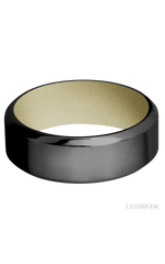 8 mm wide High Bevel Zirconium band featuring a Bright Nickel sleeve.
