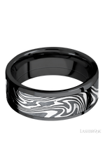 8 mm wide/Flat/Zirconium band with one 6 mm Centered inlay of Kinetic.