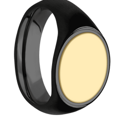 Medium Horizontal Oval signet ring (16x13mm) in Zirconium, with a Wide style band, a 14K Yellow Gold inlay.