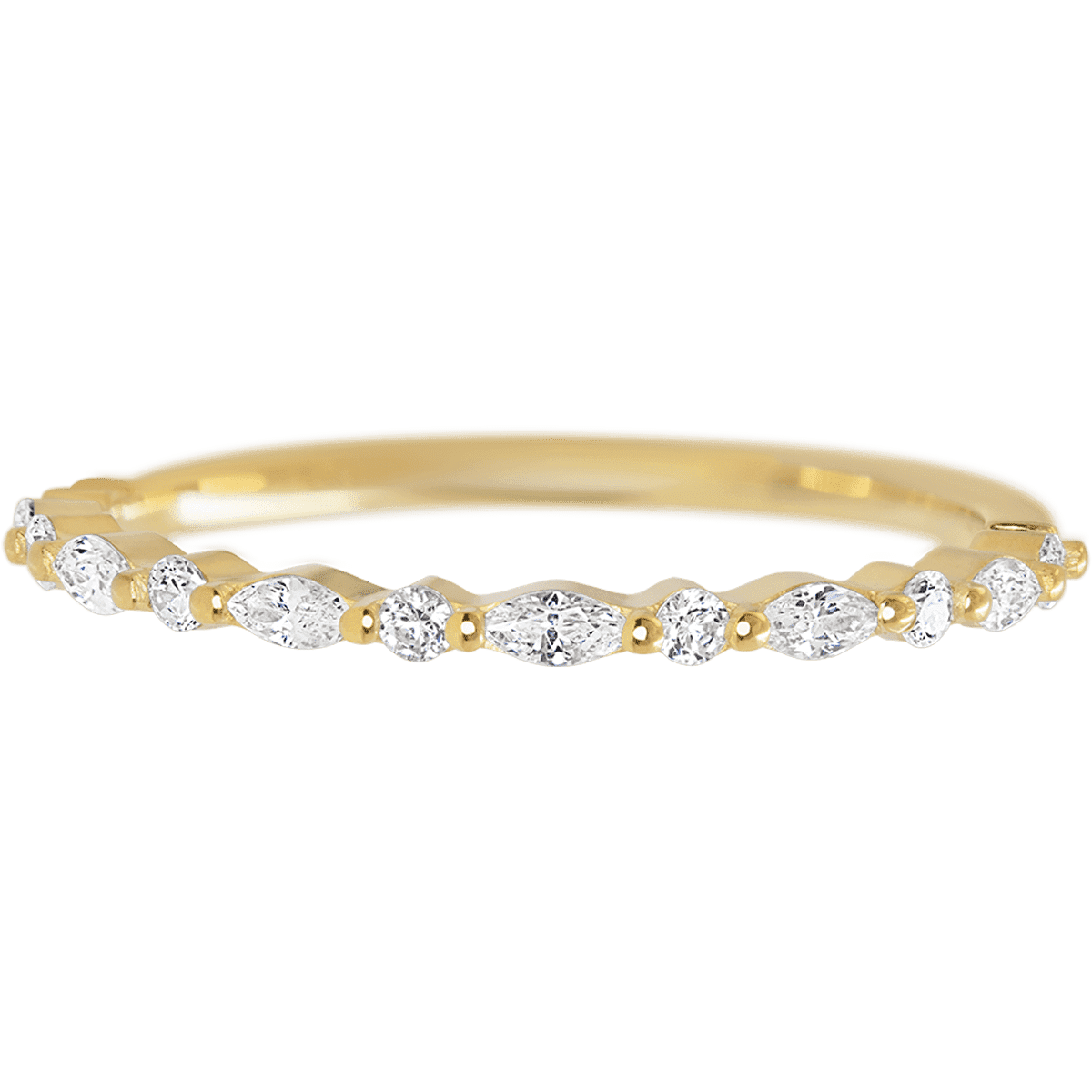 14K Yellow Gold band with 7 Round and 6 Marquise Lab Grown Diamond having TCW-.28