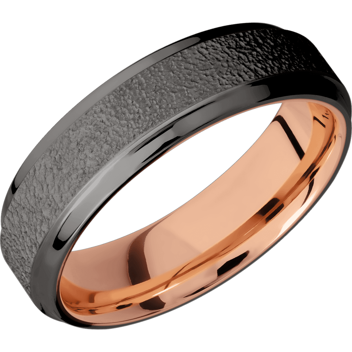 Tantalum Noir + Stipple , Polish Finish + 14K Rose Gold
