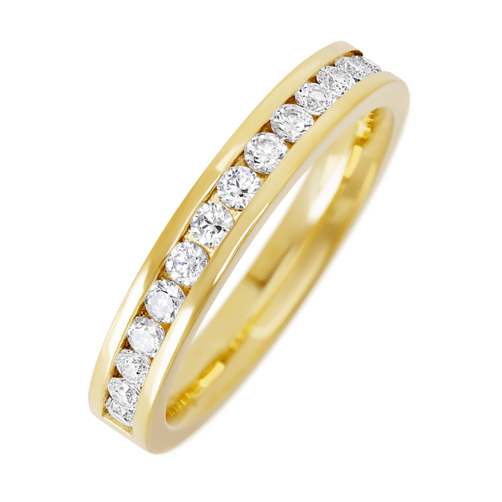 14K Yellow Gold band with 15 Round Lab Grown Diamond having TCW-.45