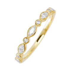 14K Yellow Gold band with 4 Round and 5 Marquise Lab Grown Diamond having TCW-.56