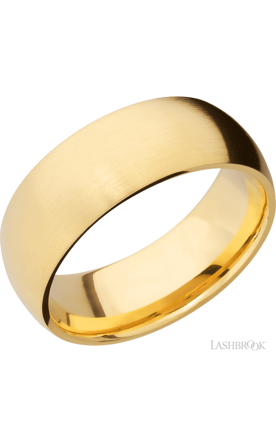 8 mm wide Domed 14K Yellow Gold band.