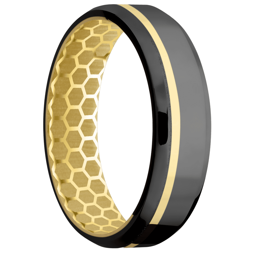Zirconium + Polish , Polish Finish + 14K Yellow Gold