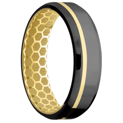 Zirconium + Polish , Polish Finish + 14K Yellow Gold