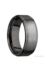8 mm wide Flat Grooved Edges Tantalum Noir band.