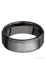 8 mm wide Flat Grooved Edges Tantalum Noir band.