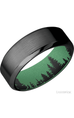 8 mm wide High Bevel Zirconium band featuring a Squatch sleeve.