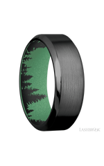 8 mm wide High Bevel Zirconium band featuring a Squatch sleeve.