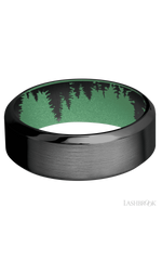 8 mm wide High Bevel Zirconium band featuring a Squatch sleeve.