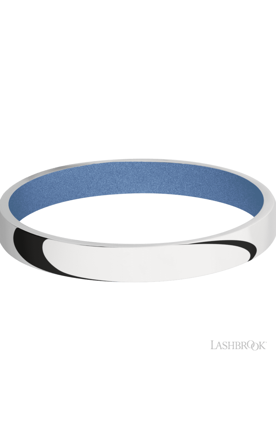 3 mm wide Domed 10K White Gold band featuring a Crushed Orchid sleeve.