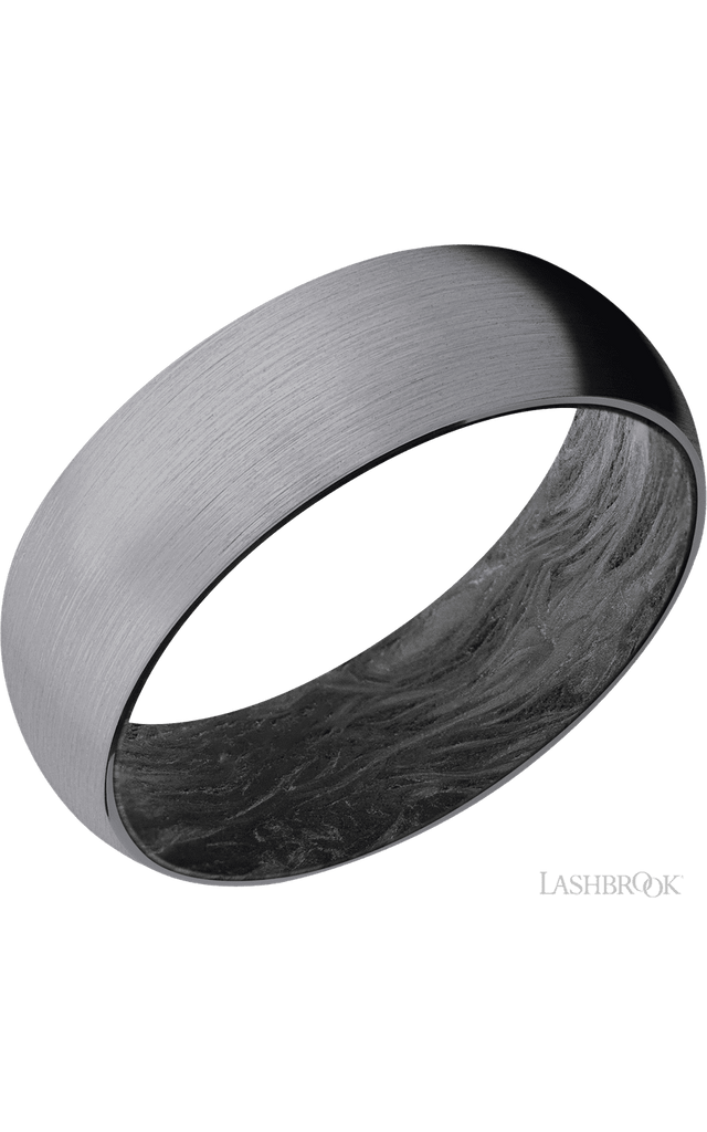 7 mm wide Domed Tantalum band featuring a Forged Carbon Fiber sleeve.