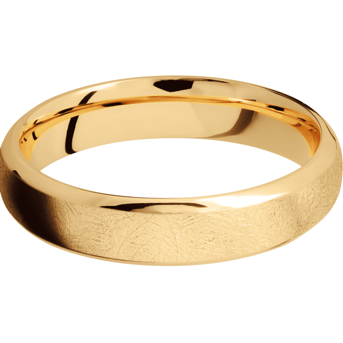 14K Yellow Gold + Distressed , Polish Finish
