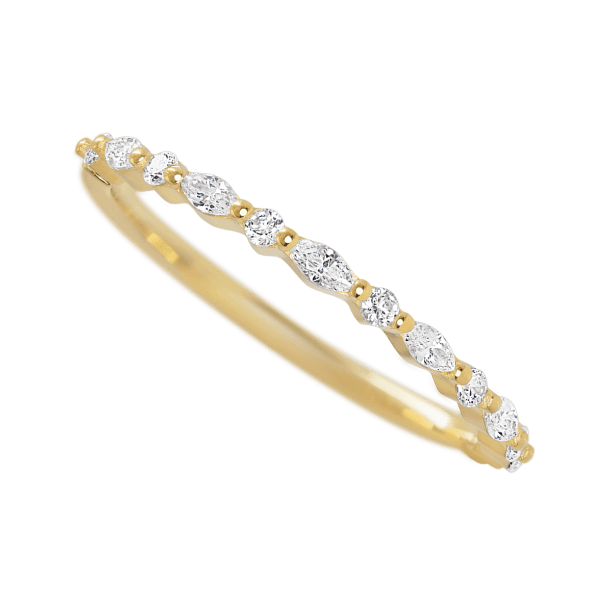 14K Yellow Gold band with 7 Round and 6 Marquise Lab Grown Diamond having TCW-.28