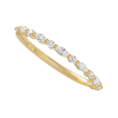 14K Yellow Gold band with 7 Round and 6 Marquise Lab Grown Diamond having TCW-.28