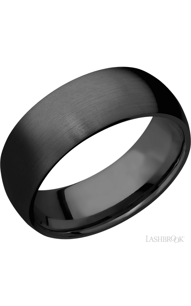 8 mm wide Domed Zirconium band.