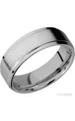 7 mm wide Flat Grooved Edges Titanium band.