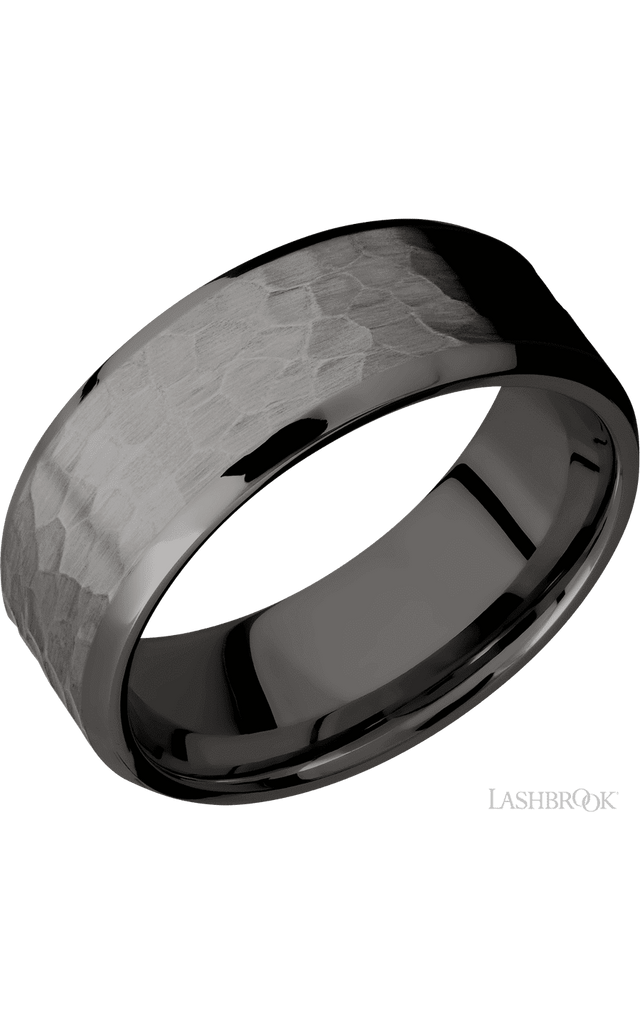 8 mm wide Beveled Tantalum Noir band.