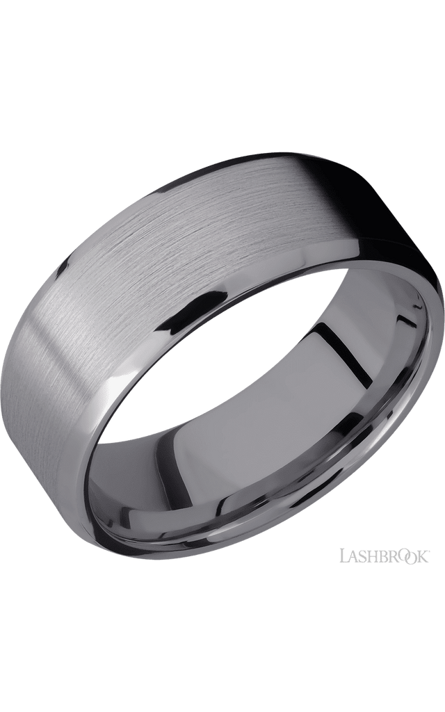 8 mm wide Beveled Tantalum band.