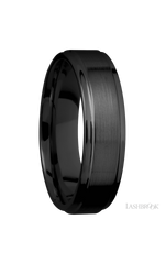 6 mm wide Flat Grooved Edges Zirconium band.
