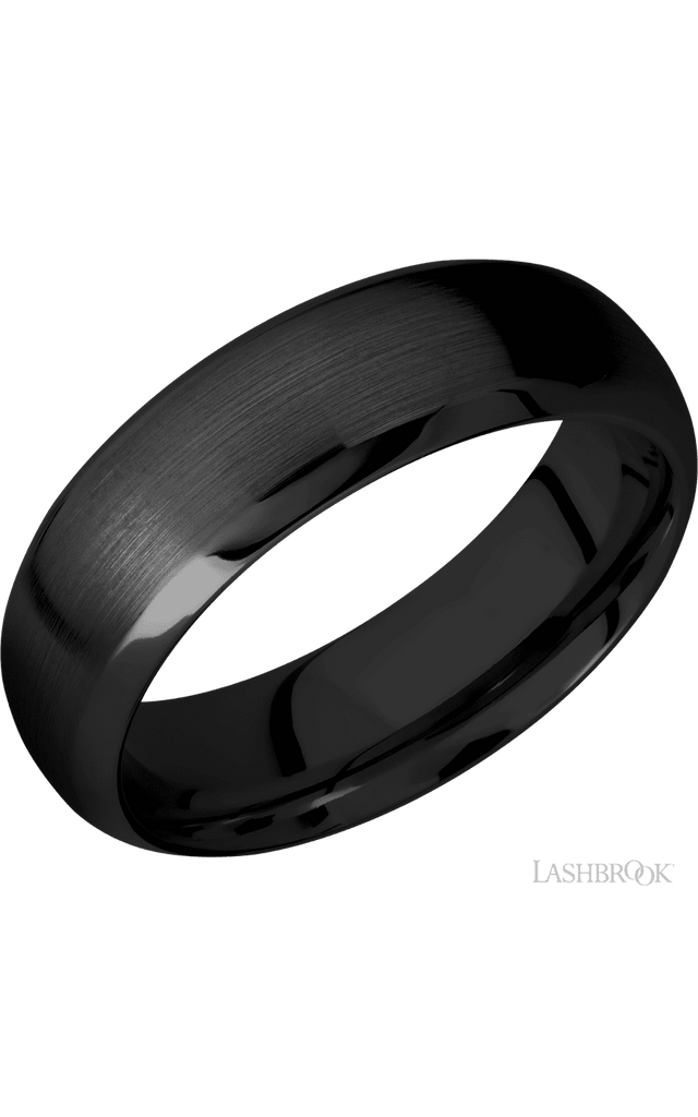 7 mm wide Domed Bevel Zirconium band.
